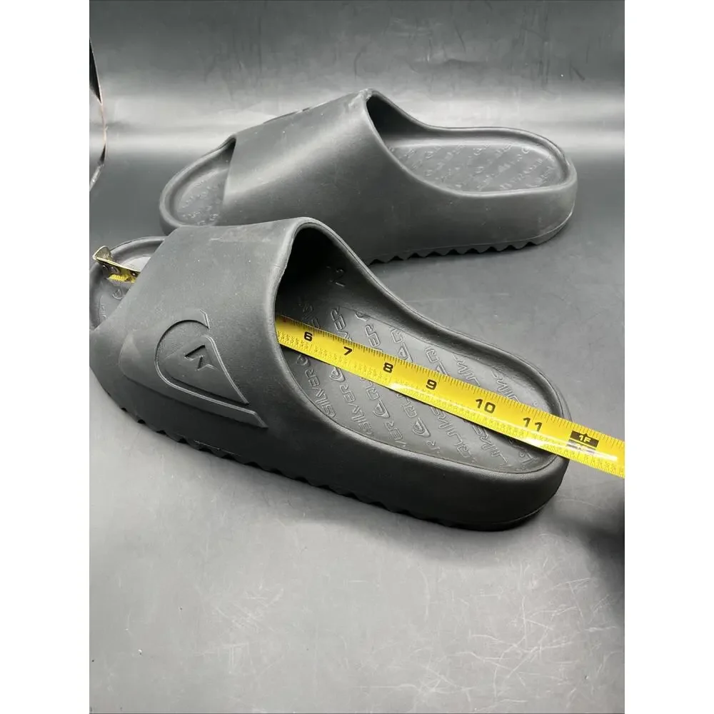 QUIKSILVER Men Sz 12 Slides Flip Flops Sandals Shoes Black